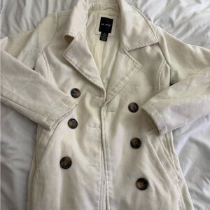Me Jane Women's Ivory Double-Breasted Trench Coat